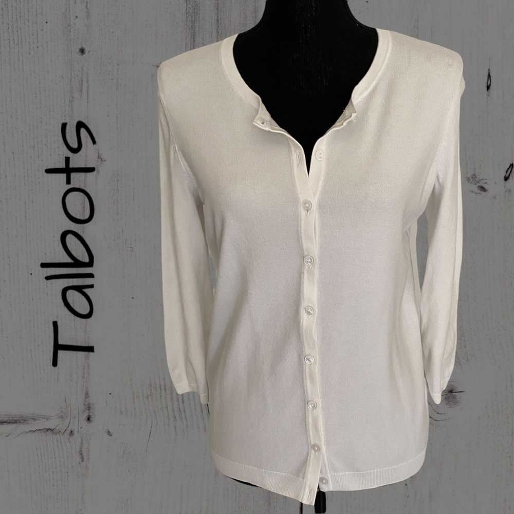 TALBOTS Classic Cardigan with 3/4 Length Sleeves, Size Small
